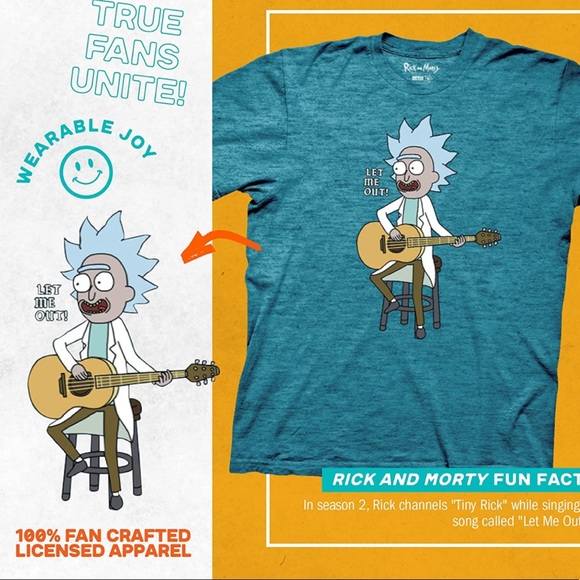 Ripple Junction Rick and Morty Let Me Out Tiny Rick Adult T-Shirt - Picture 4 of 7